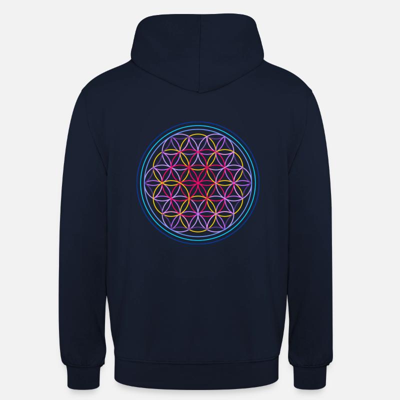 Fleur de vie rouge-bleu - Sweat-shirt à capuche unisexe - marine