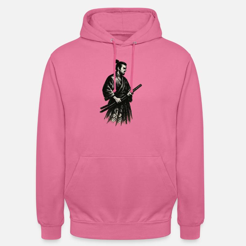 Samouraï Classique Japonais Dessiné à la main avec épingle - Sweat-shirt à capuche unisexe - rose