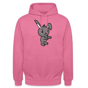 Hase Umarmung Häschen Nagetier Kleintier niedlich - Unisex Hoodie - Pink - Vorne - Alina (178cm) & Michal (187cm)