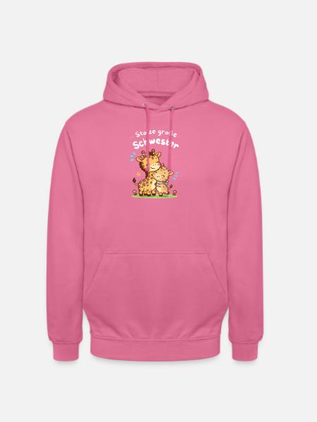 Stolze große Schwester Giraffe – Kleiner Bruder - Unisex Hoodie - Pink