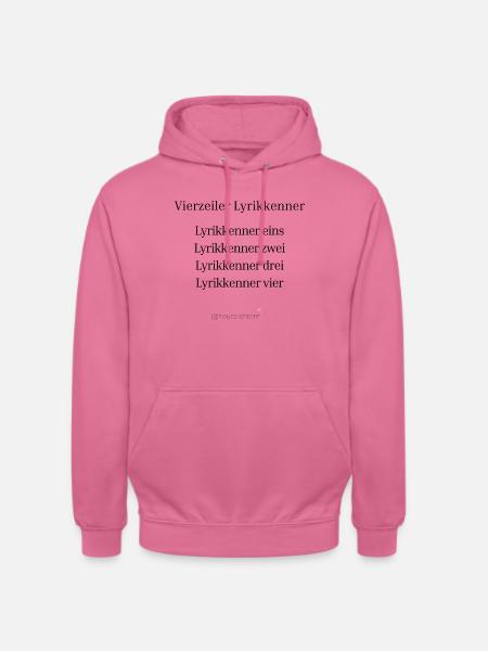 Vierzeiler Lyrikkenner - schwarze Schrift - Unisex Hoodie - Pink