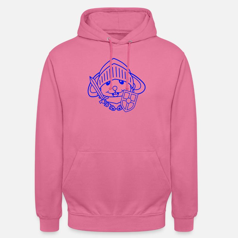 Lapin Chevalier Épée Bouclier Armure Casque Château Héros - Sweat-shirt à capuche unisexe - rose