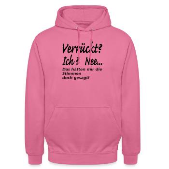 verrückt ich verrückt - Unisex Hoodie - Pink - Vorne - Alina (178cm) & Michal (187cm)