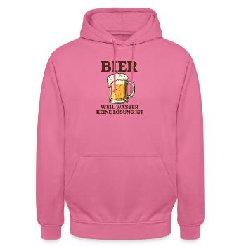 Bier, weil Wasser keine Loesung ist - Unisex Hoodie - Pink - Vorne - Alina (178cm) & Michal (187cm)