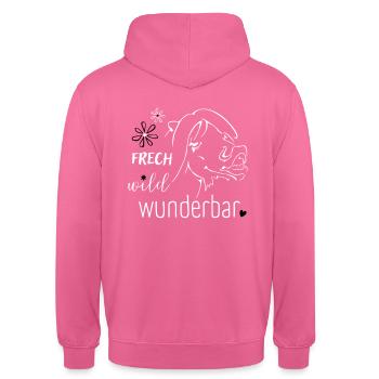 Frech, wild, wunderbar :-) - Unisex Hoodie - Pink - Hinten - Michal (187cm)
