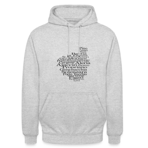 Carte Corse Villes Typographie - Sweat-shirt à capuche unisexe