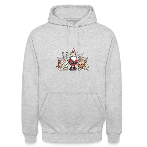 Père Noël entouré de rennes - Scène hivernale - Sweat-shirt à capuche unisexe