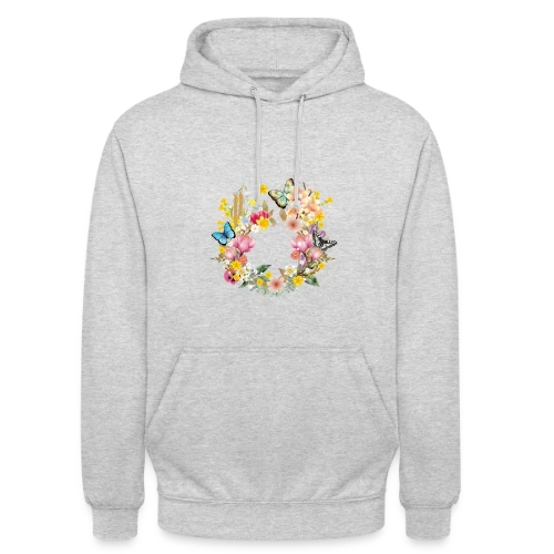 Éclosion Printanière : Fleurs et Papillons Colorés - Sweat-shirt à capuche unisexe