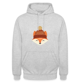 Maquette de Sweat-shirt à capuche unisexe - Renard Urbain au Bonnet Stylé à imprimer et personnaliser