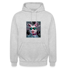 Maquette de Sweat-shirt à capuche unisexe - Lapin Business Man à imprimer et personnaliser