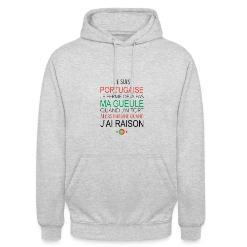 T-Shirt Portugaise : Ma Voix Compte, Toujours Raison ! - Sweat-shirt à capuche unisexe