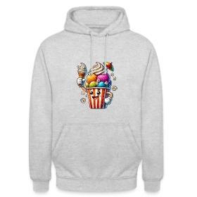 Maquette de Sweat-shirt à capuche unisexe - Glace Comic : Fun, Fraîcheur Estivale & Gourmandise à imprimer et personnaliser