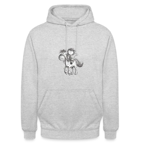 Cheval et cavalier rigolos - Dessin animé - Sweat-shirt à capuche unisexe