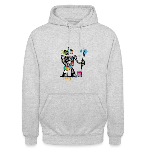 Le Robot Artiste au Pinceau - Sweat-shirt à capuche unisexe