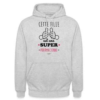 Fille super pharmacienne - Sweat-shirt à capuche unisexe - gris clair chiné - Devant - Alina (178cm) & Michal (187cm)