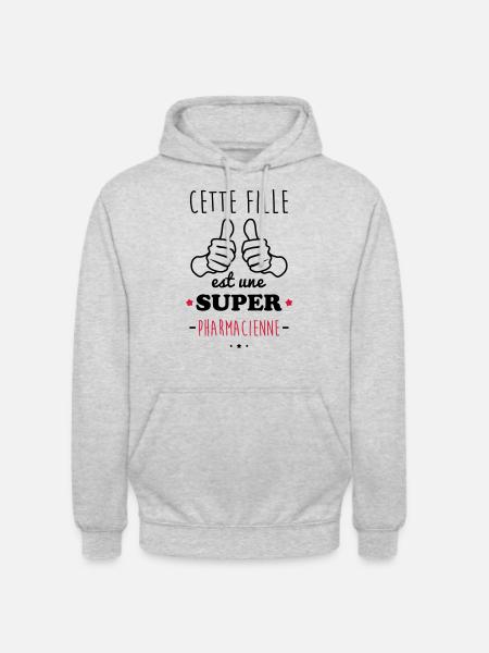 Fille super pharmacienne - Sweat-shirt à capuche unisexe - gris clair chiné