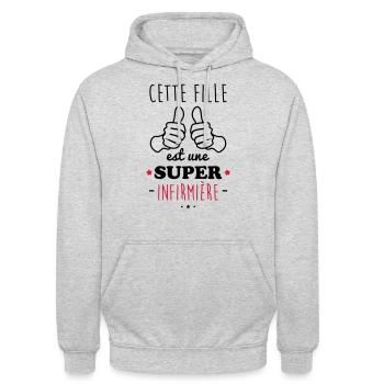 Fille super infirmière - Sweat-shirt à capuche unisexe - gris clair chiné - Devant - Alina (178cm) & Michal (187cm)