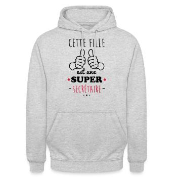 Fille super secrétaire - Sweat-shirt à capuche unisexe - gris clair chiné - Devant - Alina (178cm) & Michal (187cm)