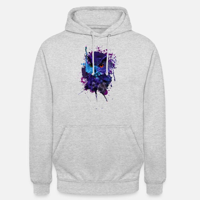 Eule - Unisex Hoodie - Hellgrau meliert