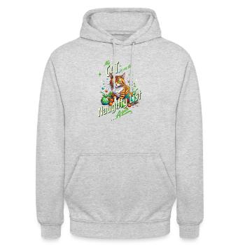 naughty cat Christmas - Unisex Hoodie - light heather grey - Front - Alina (178cm) & Michal (187cm)