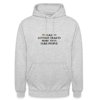 Ich mag Lotterielose mehr als ich Menschen mag - Unisex Hoodie - Hellgrau meliert - Vorne - Alina (178cm) & Michal (187cm)