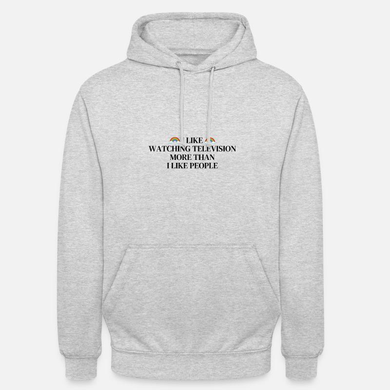 J’aime la télévision plus que les gens - Sweat-shirt à capuche unisexe - gris clair chiné