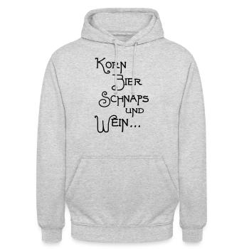 Korn Bier Schnaps - Unisex Hoodie - Hellgrau meliert - Vorne - Alina (178cm) & Michal (187cm)