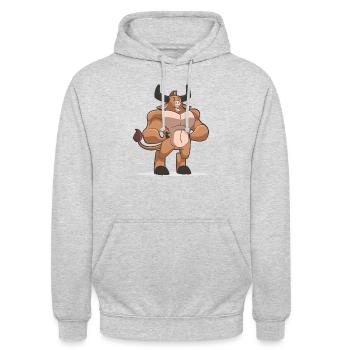 Bull Bull Muscles Gift - Unisex Hoodie - light heather grey - Front - Alina (178cm) & Michal (187cm)