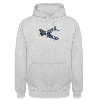 F4U Corsair - Unisex Hoodie - Hellgrau meliert - Vorne - Alina (178cm) & Michal (187cm)