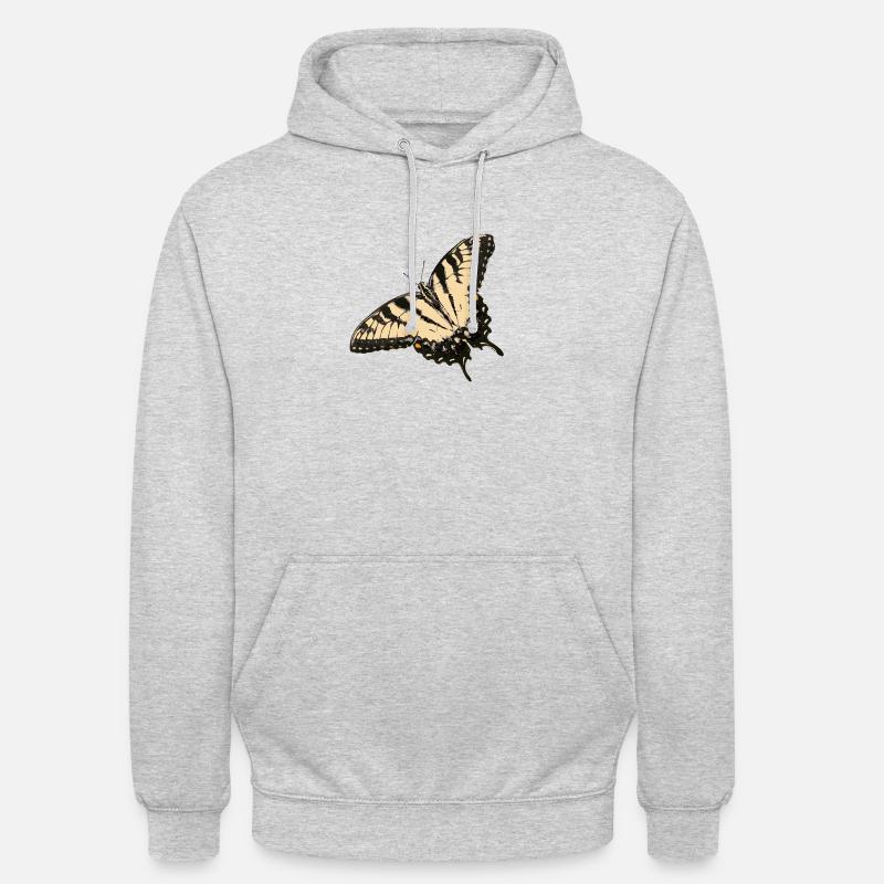 Illustration de papillon citron - Sweat-shirt à capuche unisexe - gris clair chiné