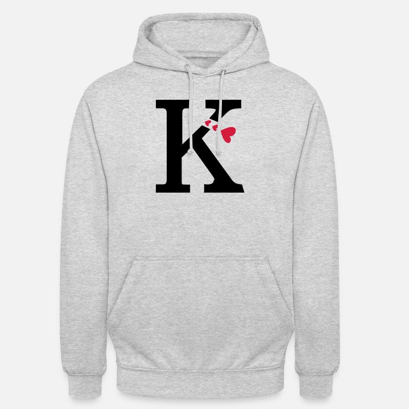 Großbuchstabe K mit Herzen - Unisex Hoodie - Hellgrau meliert