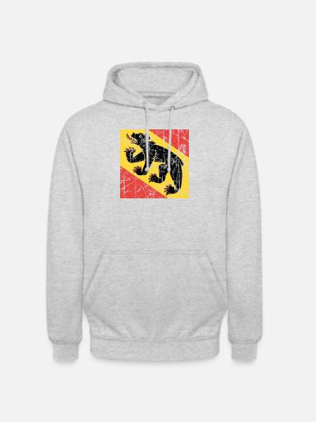 drapeau Berne Fahne Flagge drapeau bandera - Sweat-shirt à capuche unisexe - gris clair chiné