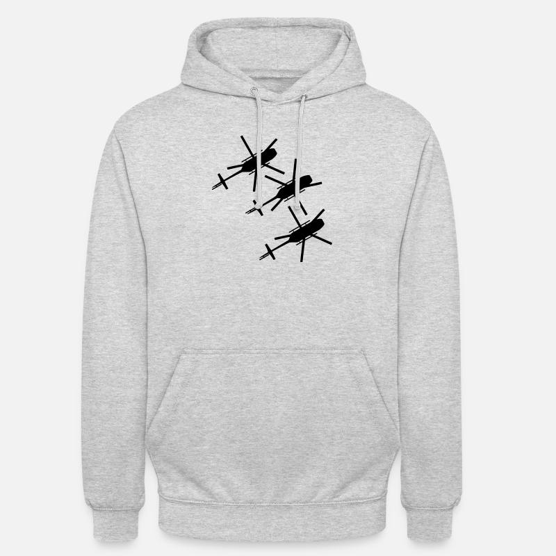3 helicopters from top view top - Unisex Hoodie - light heather grey