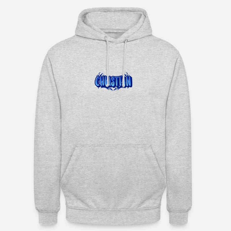 Conception avec le prénom Christian - Sweat-shirt à capuche unisexe - gris clair chiné