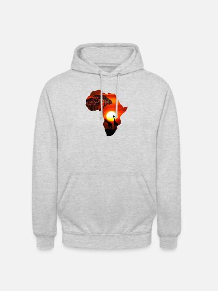 Afrika safari kontinent - Hættetrøje unisex - lysegrå meleret