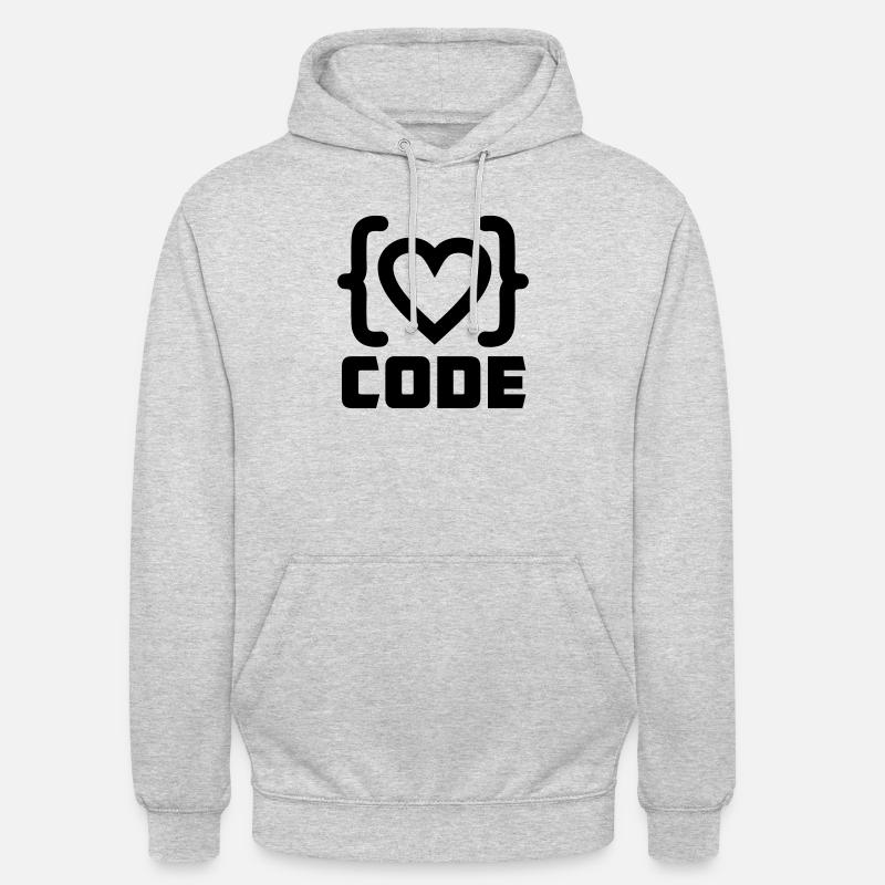 Herzprogrammierer Code Logo mit Text CODE - Unisex Hoodie - Hellgrau meliert
