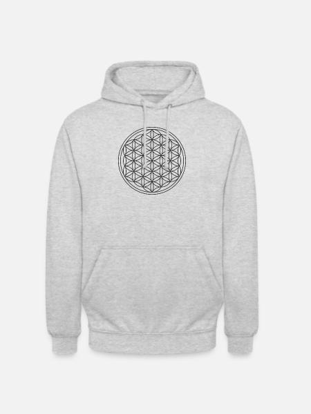 Blume des Lebens Schutzsymbol - Unisex Hoodie - Hellgrau meliert