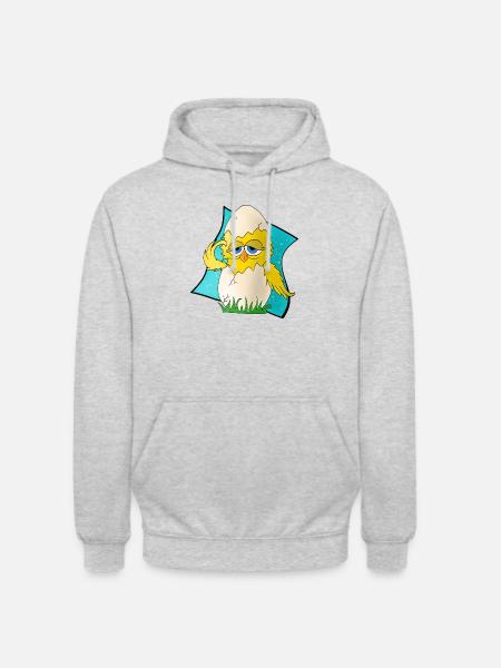 schlüpfendes Küken - Unisex Hoodie - Hellgrau meliert