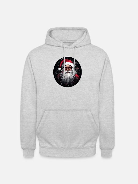 Weihnachtsmann mit Brille - Unisex Hoodie - Hellgrau meliert