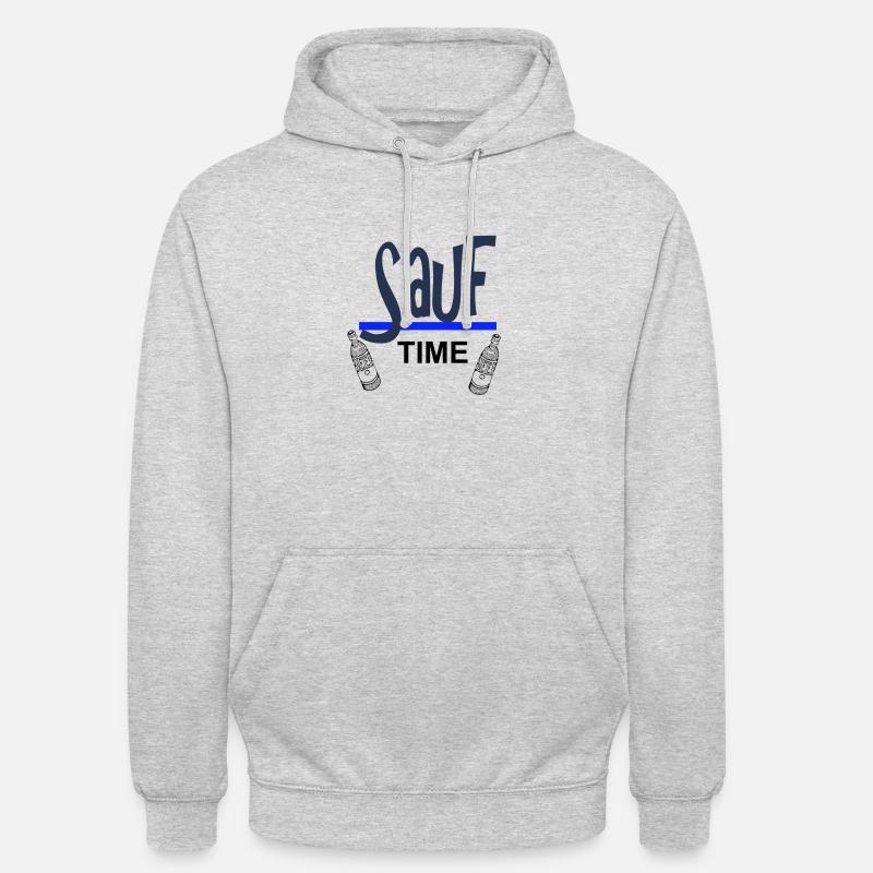 Sauf-Time-Logo mit Blauer Unterstreichung - Unisex Hoodie - Hellgrau meliert