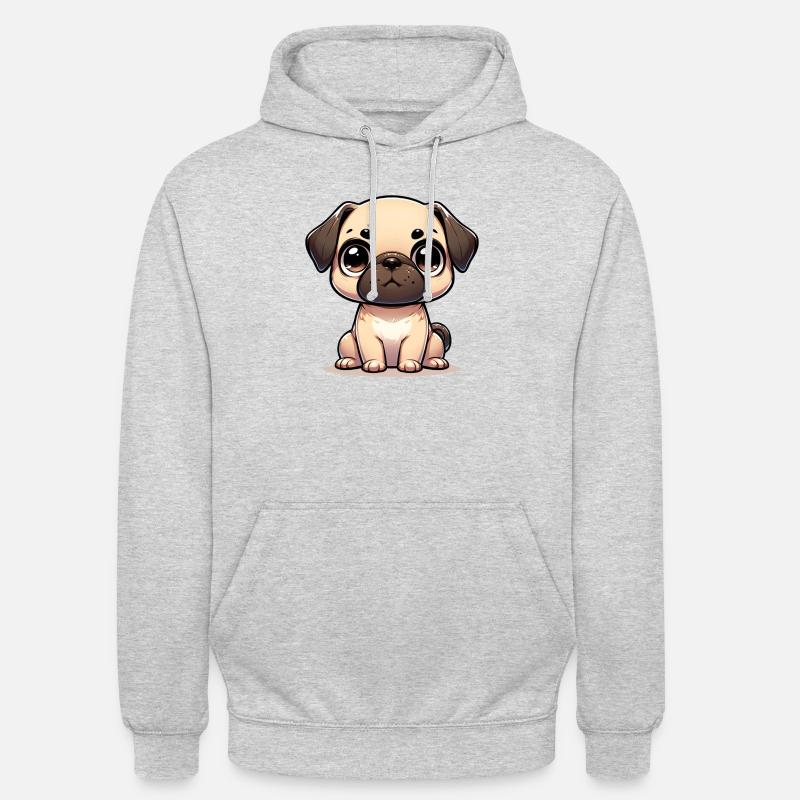 Illustration numérique de mignon Carlin - Sweat-shirt à capuche unisexe - gris clair chiné