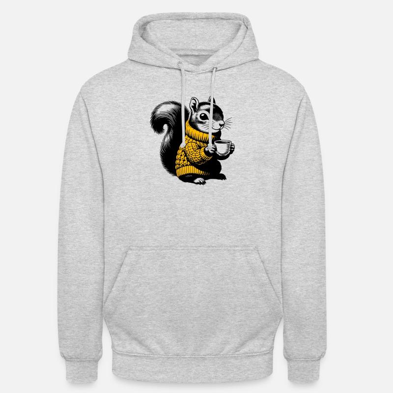 Eichhörnchen im Rollkragenpullover - Unisex Hoodie - Hellgrau meliert