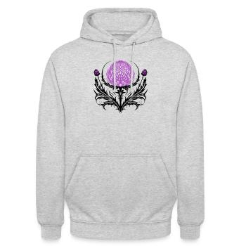 Distel Tattoo Scottish Thistle Botanical Art - Unisex Hoodie - Hellgrau meliert - Vorne - Alina (178cm) & Michal (187cm)