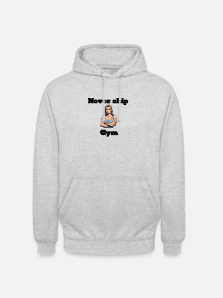 Starke Fitnessheldin Illustration - Unisex Hoodie - Hellgrau meliert