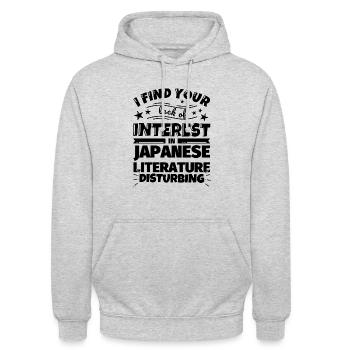 Littérature japonaise Drôle de cadeau - Sweat-shirt à capuche unisexe - gris clair chiné - Devant - Alina (178cm) & Michal (187cm)