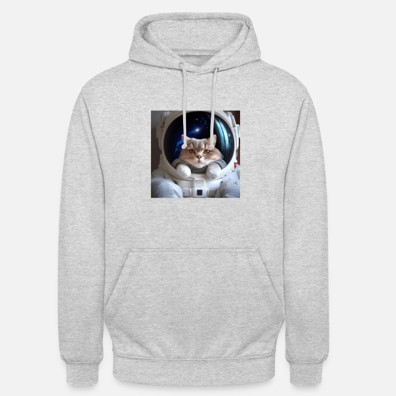 Chat dans l’espace - Sweat-shirt à capuche unisexe - gris clair chiné