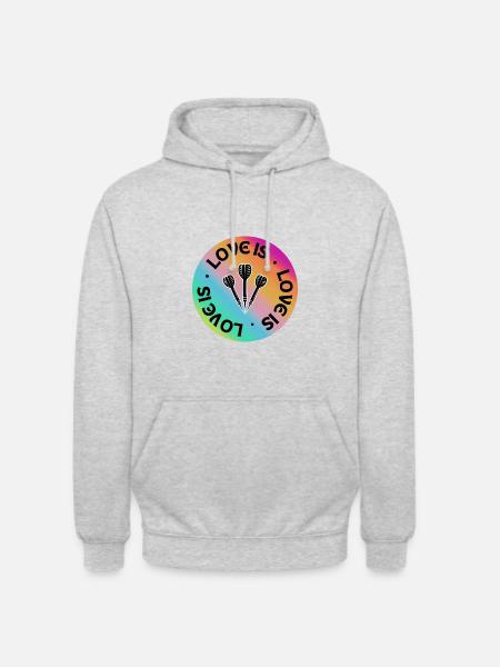 Darts: Liebe ist. - Unisex Hoodie - Hellgrau meliert