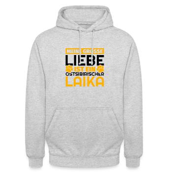 Ostsibirischer Laika Geschenke lustig - Unisex Hoodie - Hellgrau meliert - Vorne - Alina (178cm) & Michal (187cm)