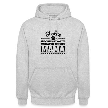 Stolze Irischer Soft Coated Wheaten Terrier Mama - Unisex Hoodie - Hellgrau meliert - Vorne - Alina (178cm) & Michal (187cm)