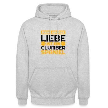 Clumber-Spaniel Geschenke lustig - Unisex Hoodie - Hellgrau meliert - Vorne - Alina (178cm) & Michal (187cm)